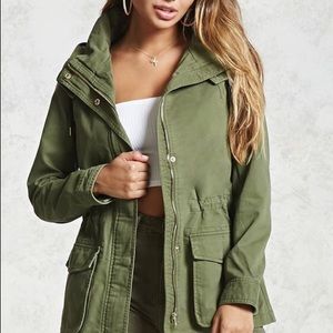 Olive green Forever 21 hooded anorak jacket